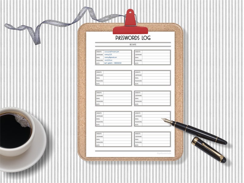 Printable Password book Password keeper Password tracker ...