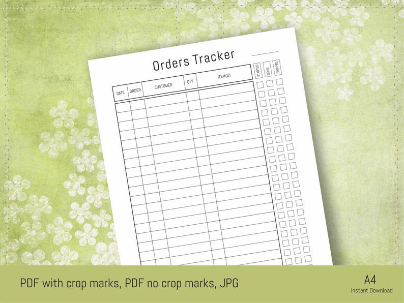 order form and tracker printable small business templates