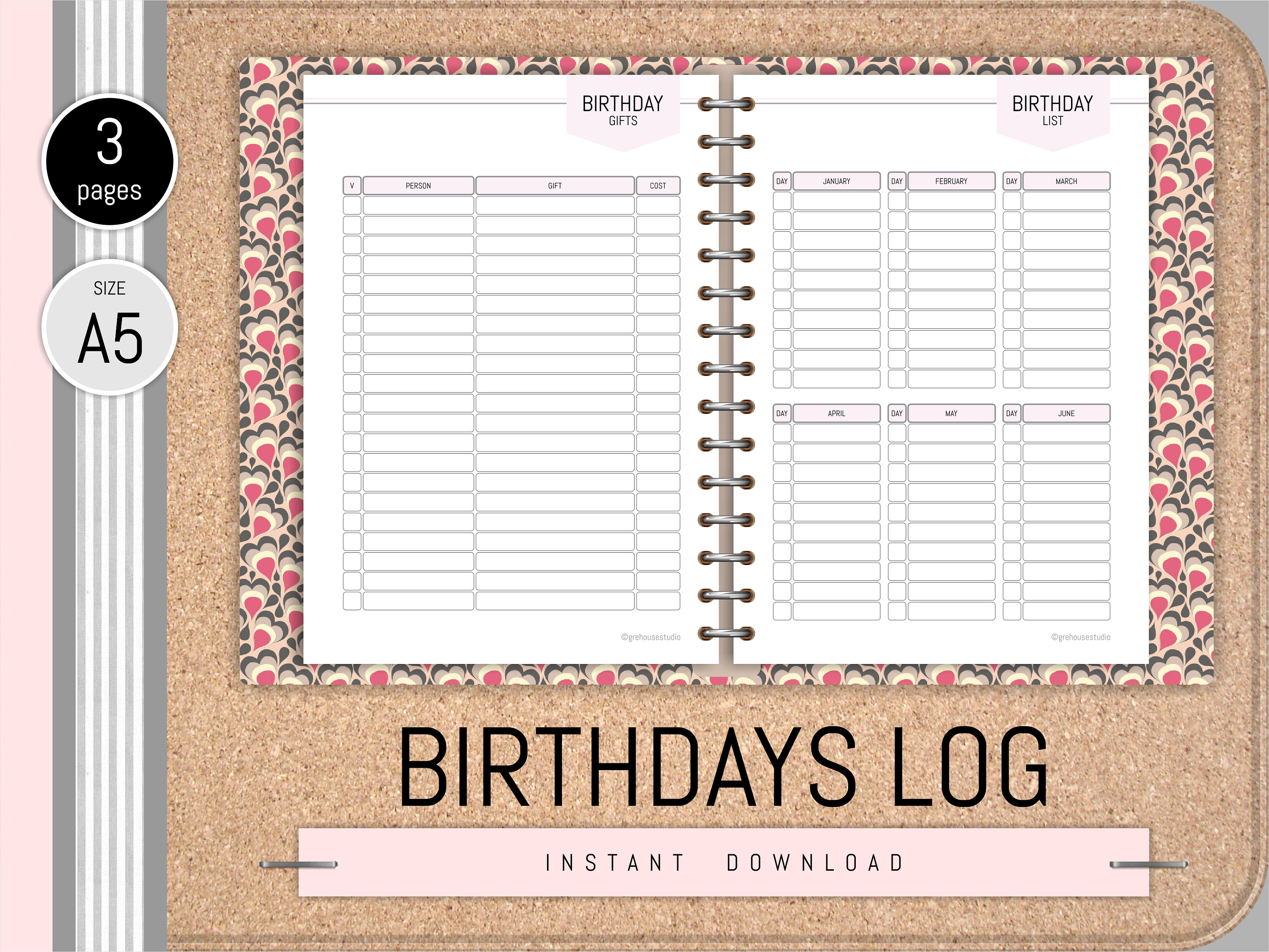 birthday-calendar-printable-filofax-a5-planner-inserts-etsy
