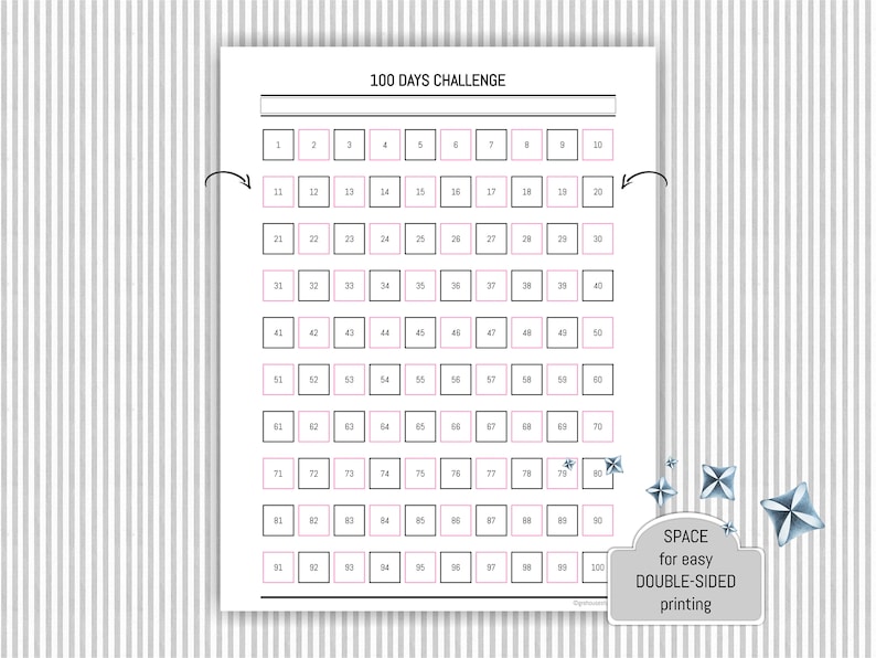 100 days Challenge Habit tracker Printable Daily Routine 