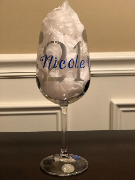 21st birthday wine glass