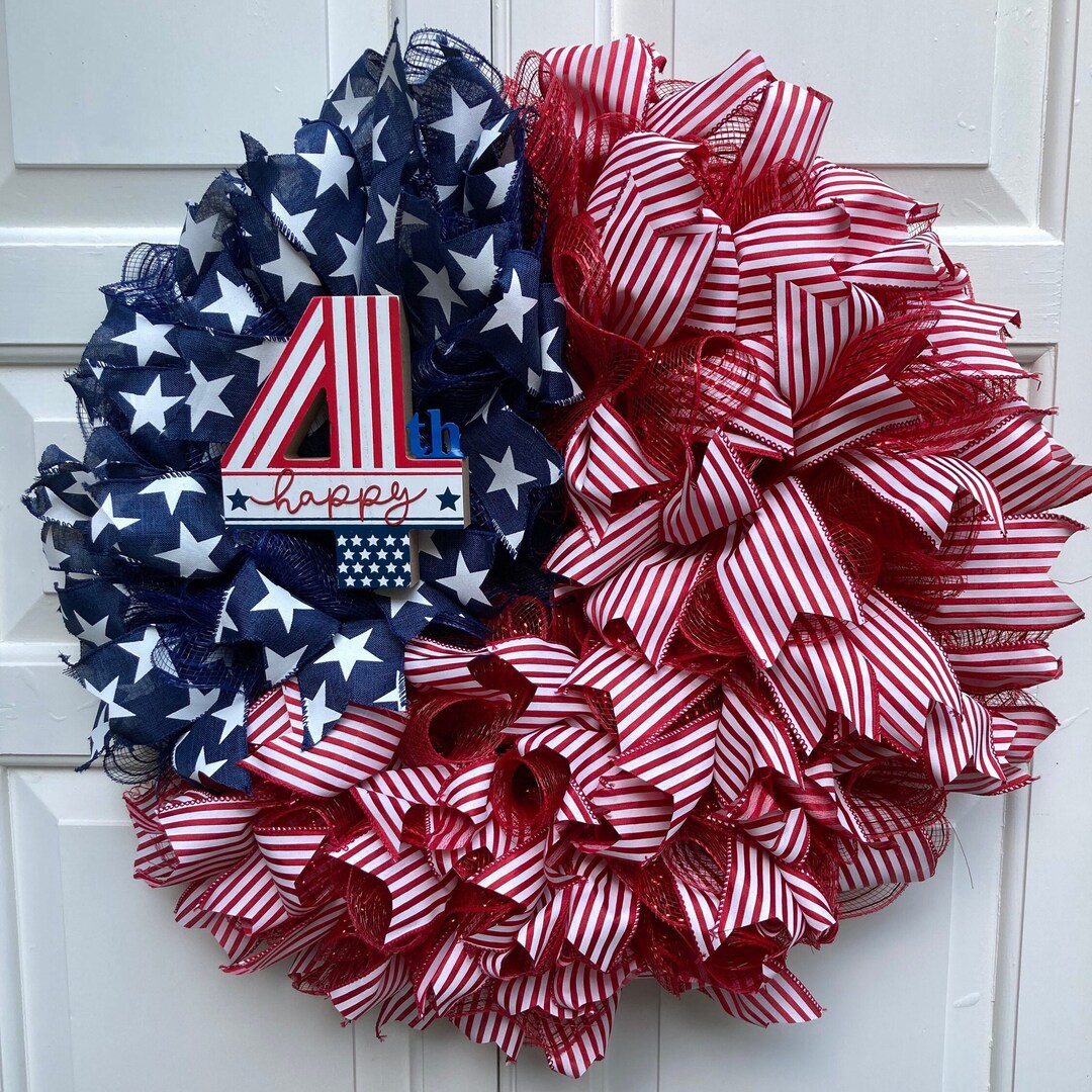Patriotic American Flag Wreath, Fourth of July Wreath Decor, 4th of ...