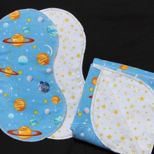 Exploring Planets Hemstitching Baby Blanket & 2 Burp Cloth Kit