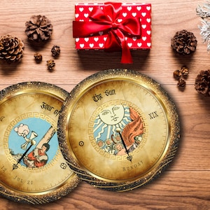 Astrology timing tarot cards laid out in spread, hermetic tarot system for tarot time readings