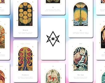 Minimalist Thoth Tarot Cards with Keywords, Aleister Crowley Tarot Deck