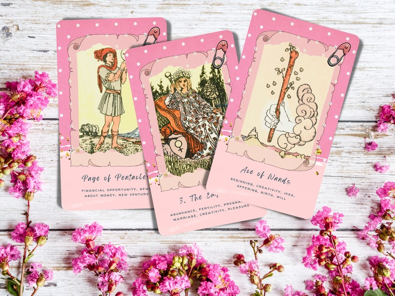 Pink Rider Waite Tarot Cards Pink Tarot Deck With Keywords Etsy