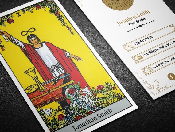 Tarot Reader Business Card Template: Visiting Card Design (Canva Editable)