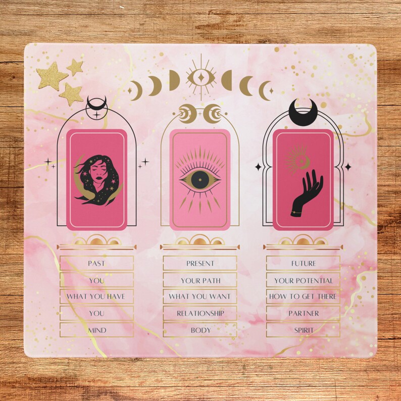 Tarot Desk Mat Three Card Spread Tarot Mat Tarot Card Cloth Etsy