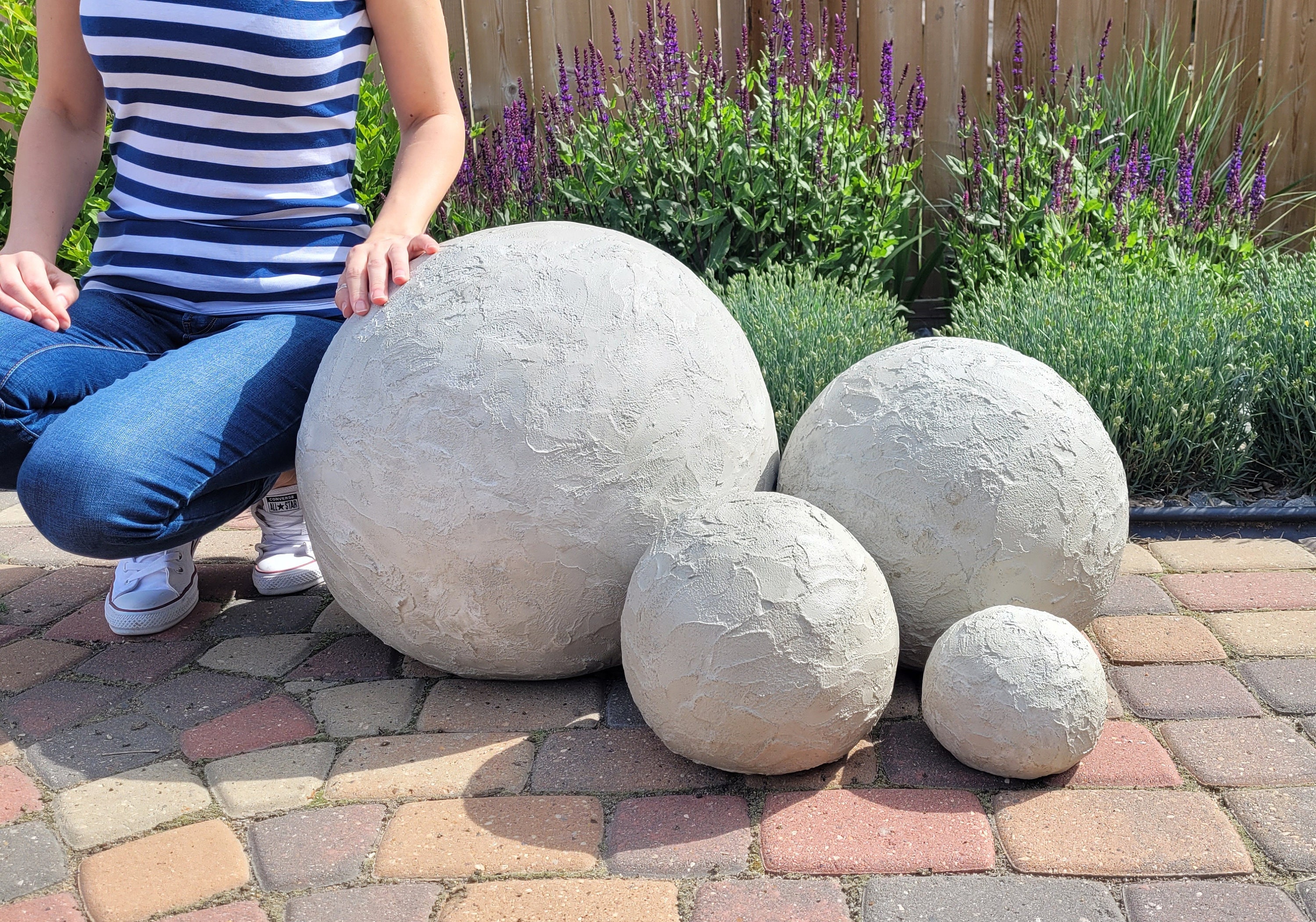 Concrete Garden Sphere | Made in America | 15 Color Choices | Yard Art
