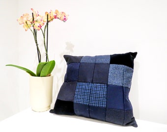 Blue luxury patchwork cushion