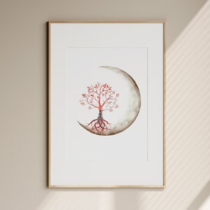 Impressão da Árvore da Vida de Buda, arte espiritual, decoração mística, pôster de lua boho, arte de parede zen, decoração de escritório para impressão, download digital de arte