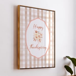 Letrero de Acción de Gracias, arte de pared, decoración de otoño para sala de estar, póster de otoño, regalo familiar de Acción de Gracias, descarga digital Grandmillenial Art