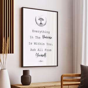 Rumi Poetry Wall Art Universe Quote Sign Rumi Poem Print Motivational Gift Law Of Attraction Poster Trust Yourself  Quote Downloadable