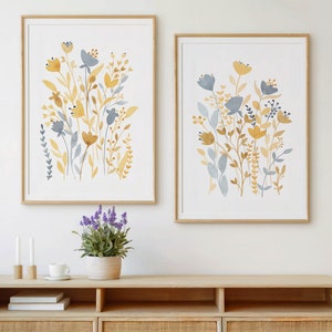 Boho Wildflower Nursery Decor Baby Girl Wall Art Set Of 2 Floral Watercolor Prints For Girl Bedroom Flower Posters Boho Downloadable Artwork