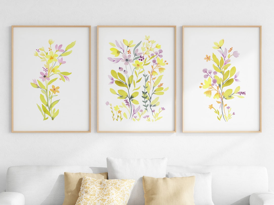 Colorful Flower Wall Art Set of 3 Printable Boho Floral Art - Etsy