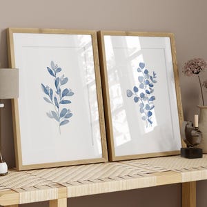 Set de acuarelas de eucalipto azul: Arte botánico minimalista (descarga digital) imagen 4