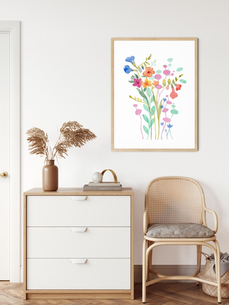 Colorful Flower Watercolor Wall Art Printable Freesia Art - Etsy