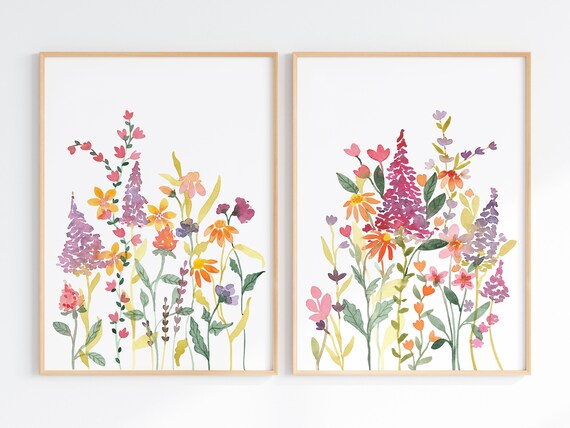 Prints Wildflower Set of 2 Digital Prints Country Wall Decor Instant ...