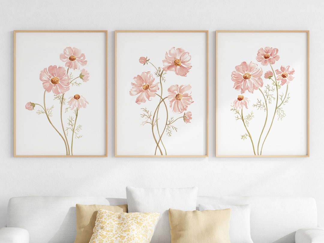 Neutral Wildflower Wall Art Set of 3 Boho Floral Watercolor - Etsy Canada