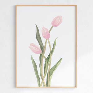 Tulips Watercolor Prints Light Pink Flower Wall Art Set of 2 Minimalist ...