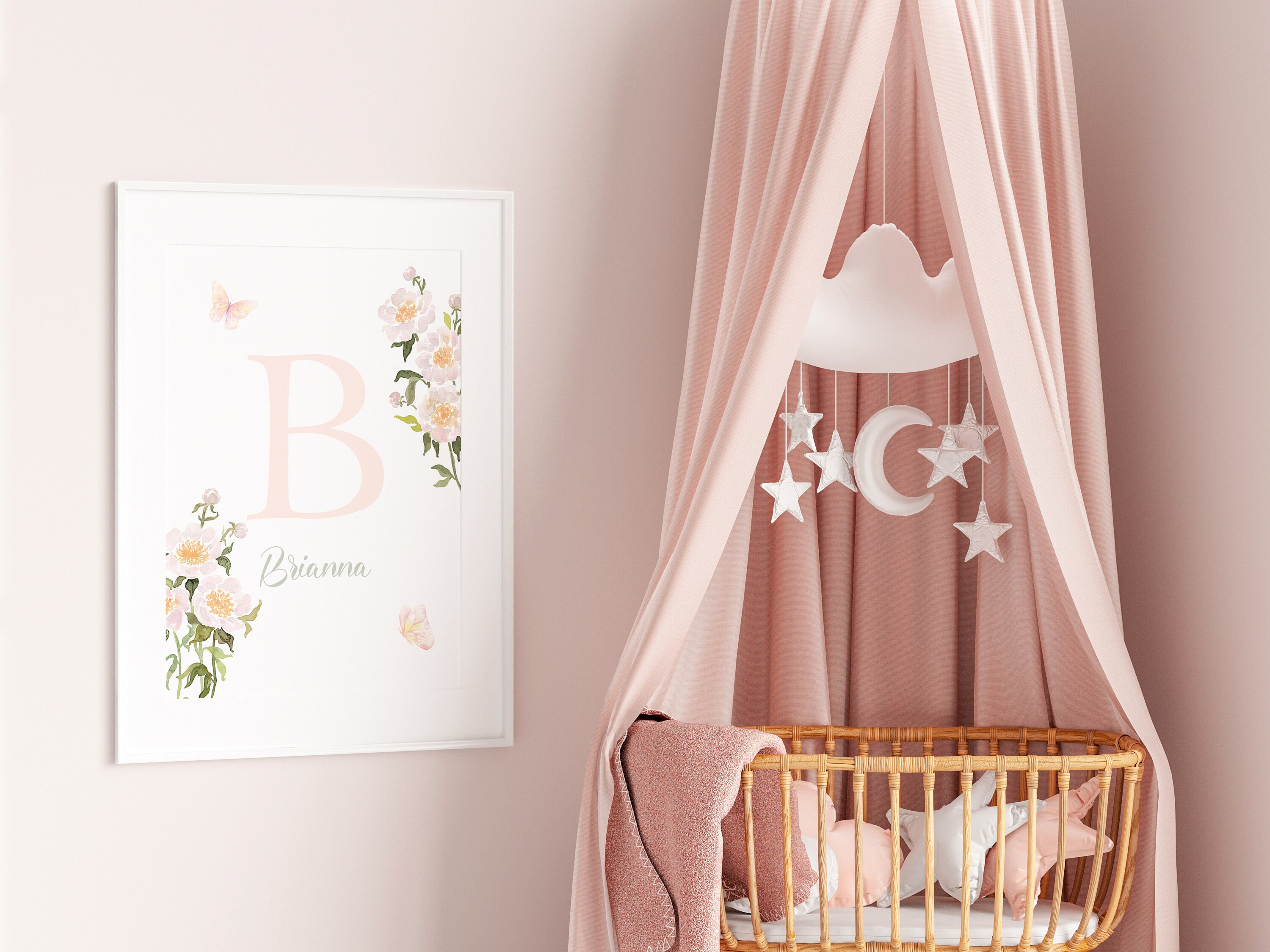Personalized Baby Girl Floral Initial Nursery Print (digital Download ...