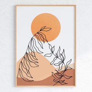 Terracotta Sun and Moon Wall Art Set of 3, Boho Mid Century Modern ...