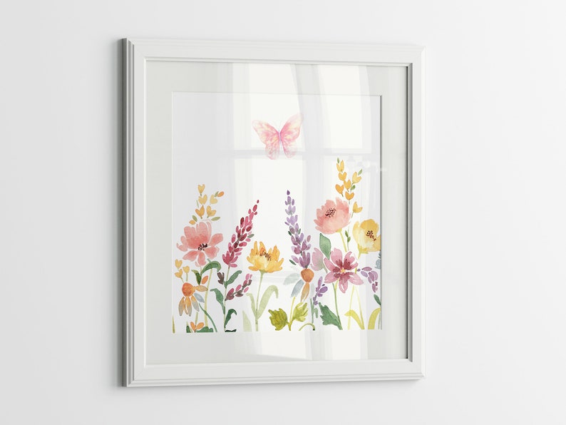 Wildflowers and Butterflies Watercolor Art Prints, Set of 3 (digital ...