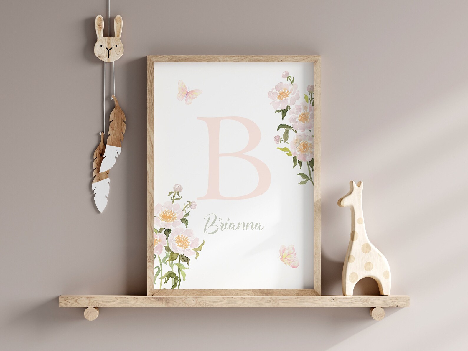 Personalized Baby Girl Floral Initial Nursery Print (digital Download ...