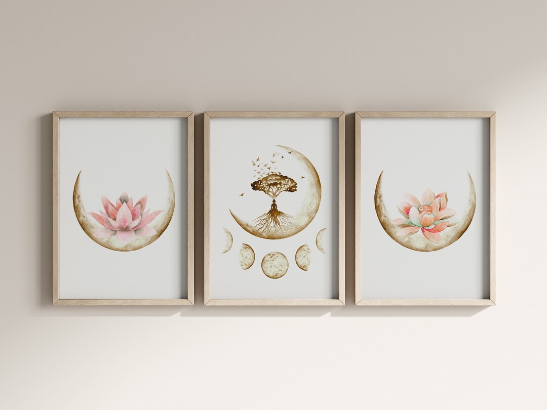 Zen Wall Art Set of 3, Spiritual Prints, Lotus Flower Watercolor ...