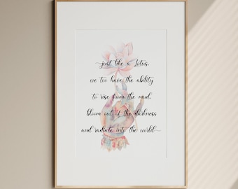 Lotus Flower Watercolor Print: Zen Spiritual Quote (Digital Download)
