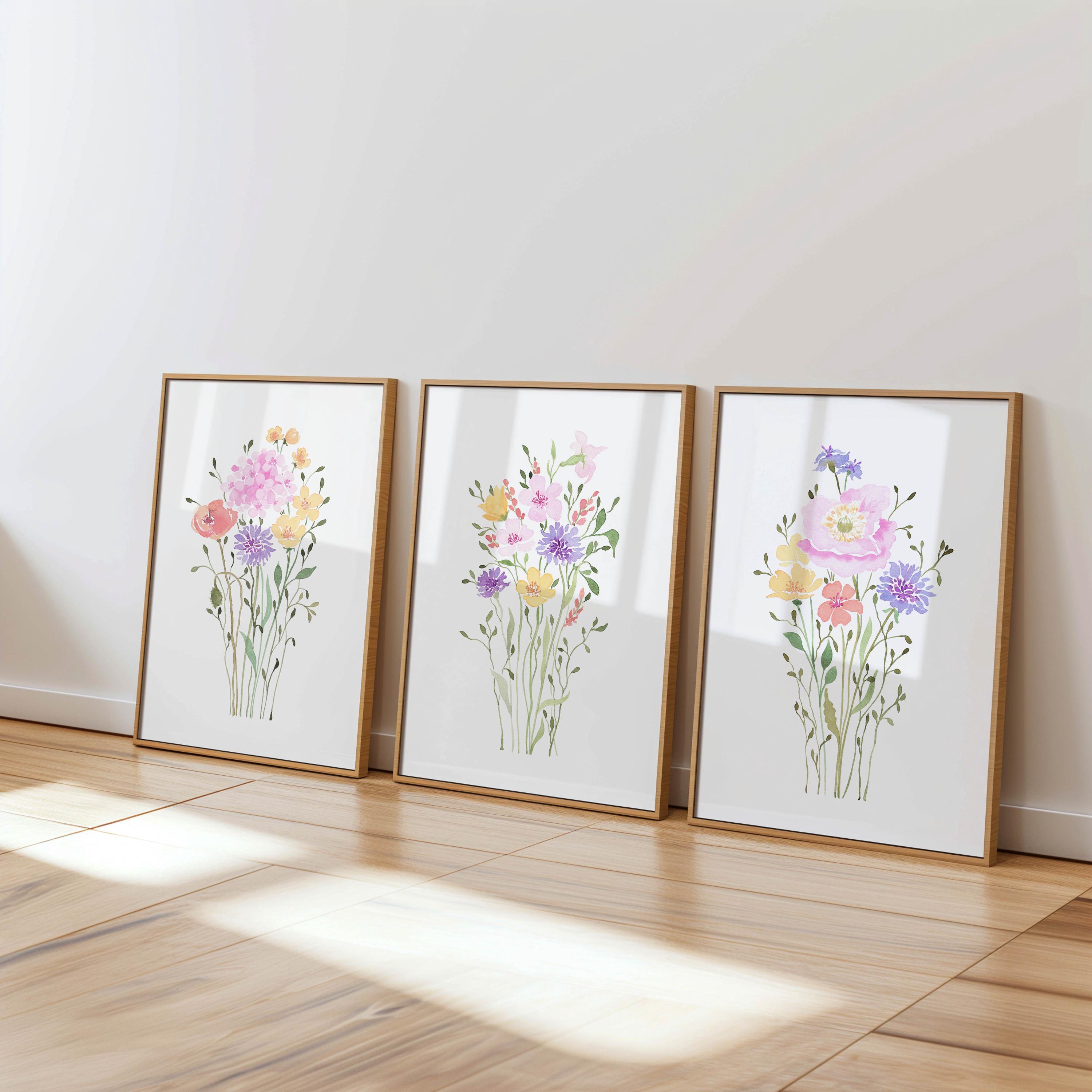 Watercolor Wildflower Prints Set: Girls Nursery Decor (digital Download ...