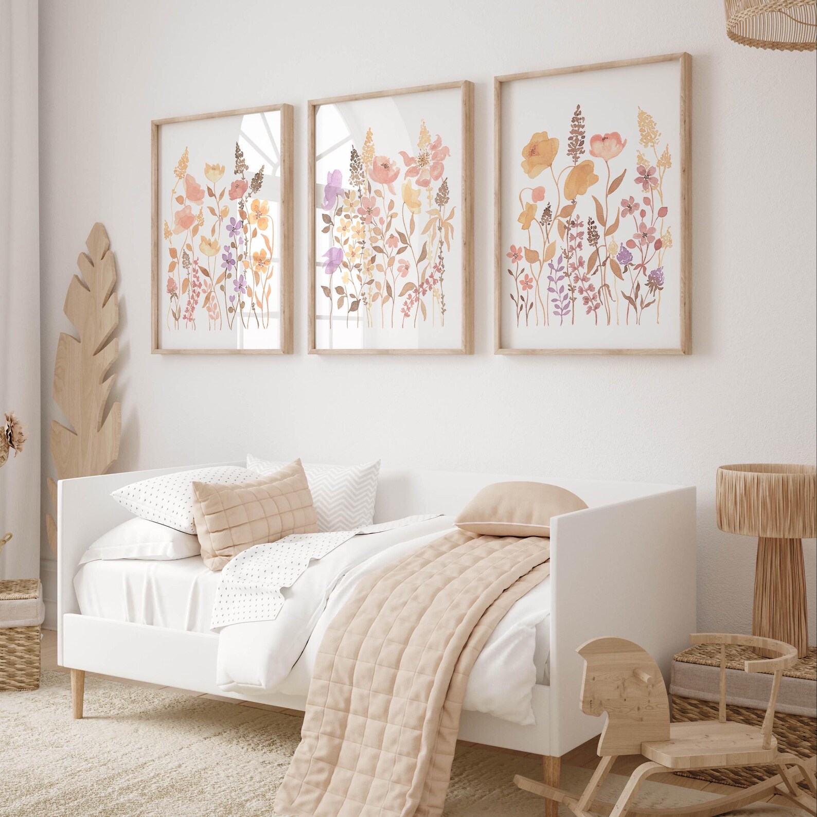 Pastel Floral Wall Art Set of 3 Watercolor Prints for Little Girls ...