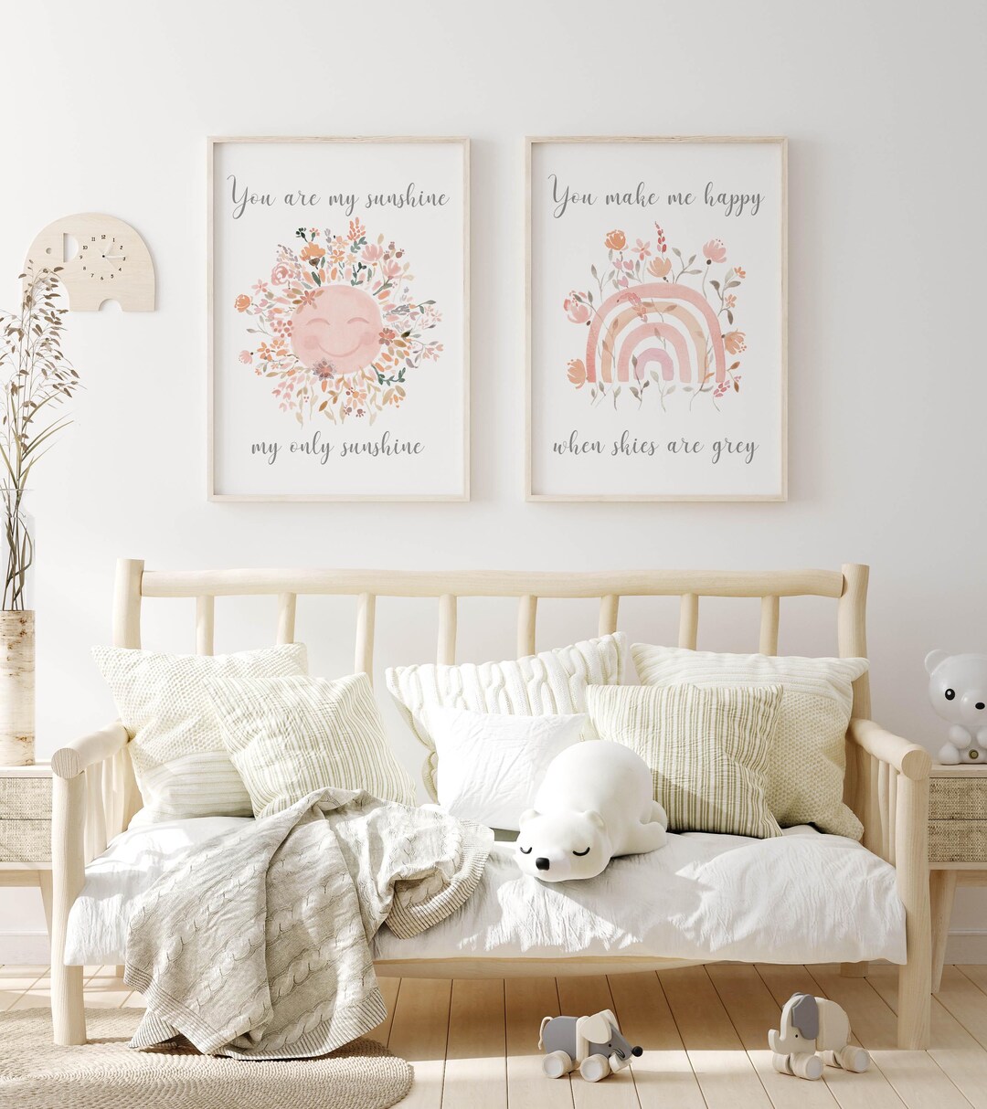 Sunshine Rainbow Watercolor Print Set: Boho Girl Nursery Decor (digital ...