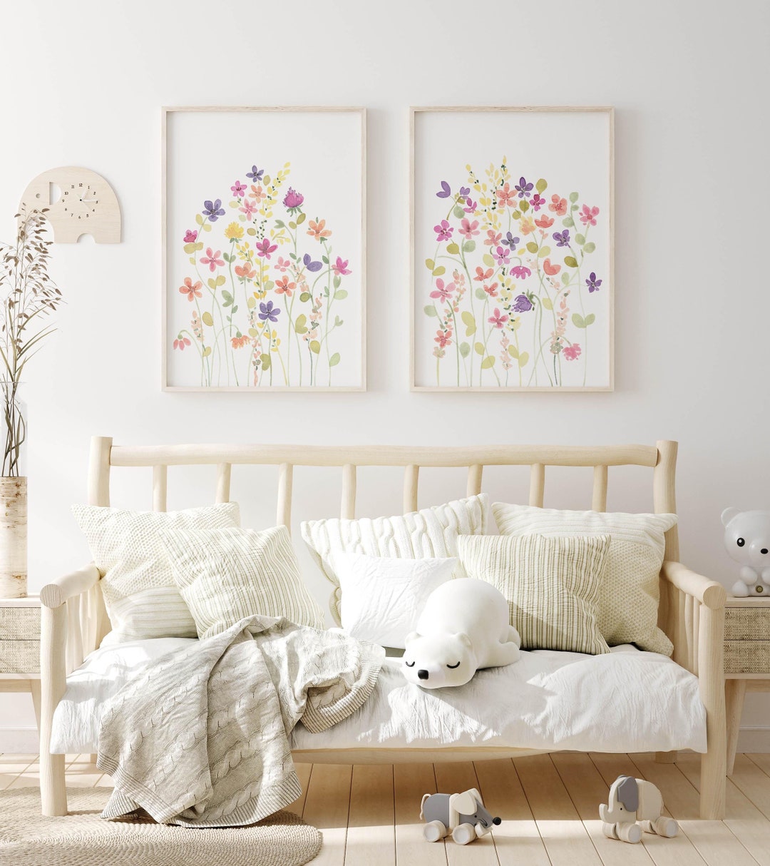 Wildflower Watercolor Prints: Dainty Floral Girl Nursery Decor (digital ...