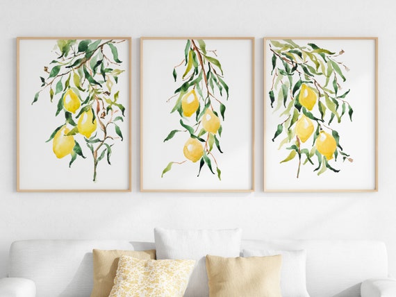 Lemon Kitchen Decor Dining Room Wall Art Citrus Printable | Etsy