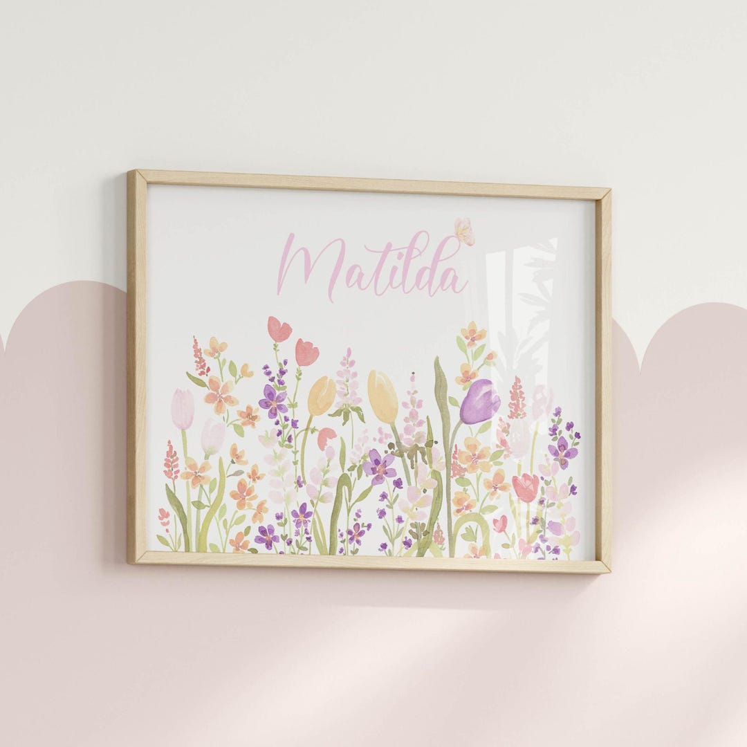 Custom Wildflower Name Print: Floral Nursery Wall Art (digital Download ...
