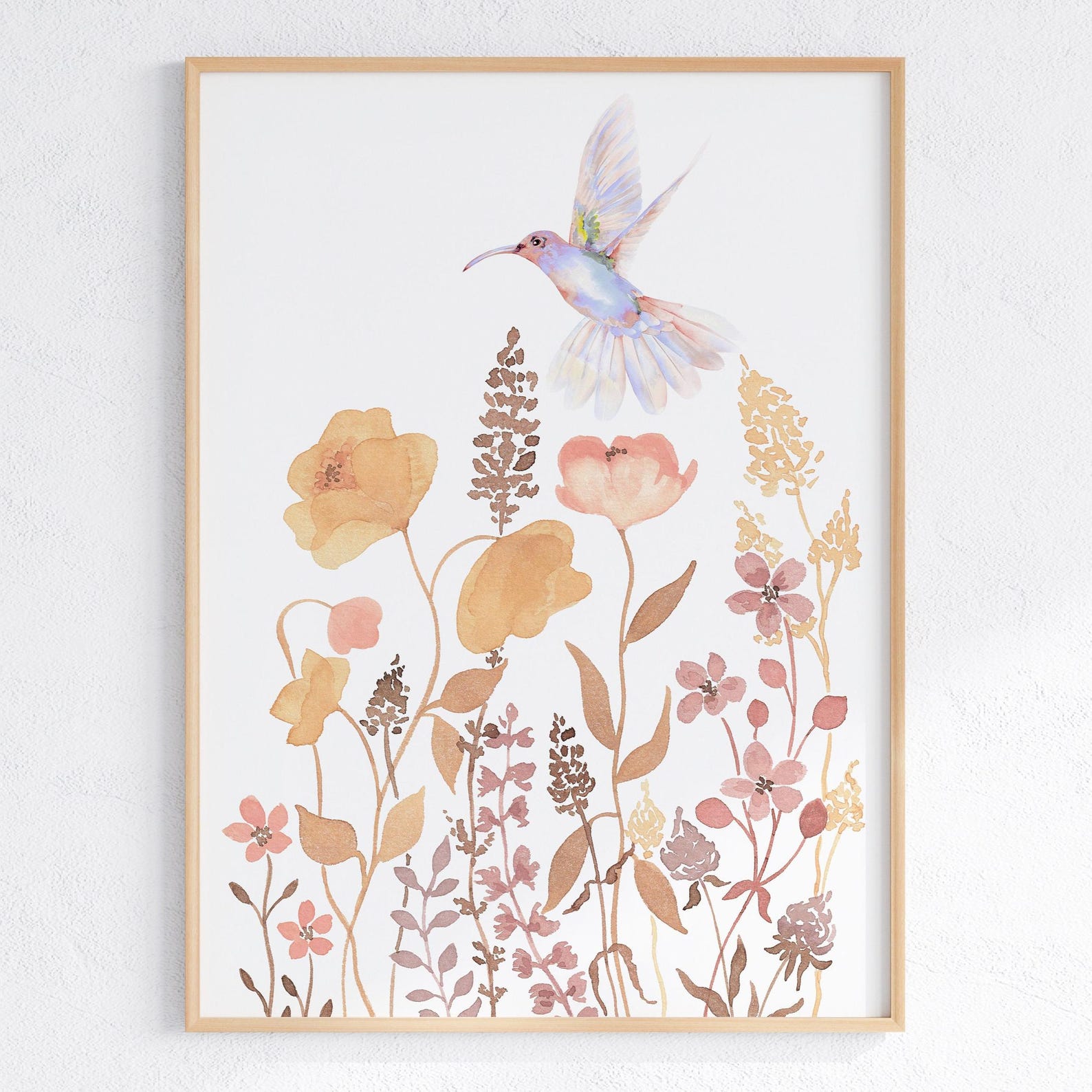 Hummingbird Wildflower Nursery Prints: Boho Girl Room Decor (digital ...
