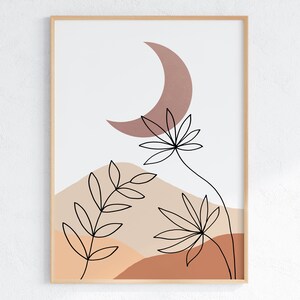 Terracotta Sun and Moon Wall Art Set of 3, Boho Mid Century Modern ...