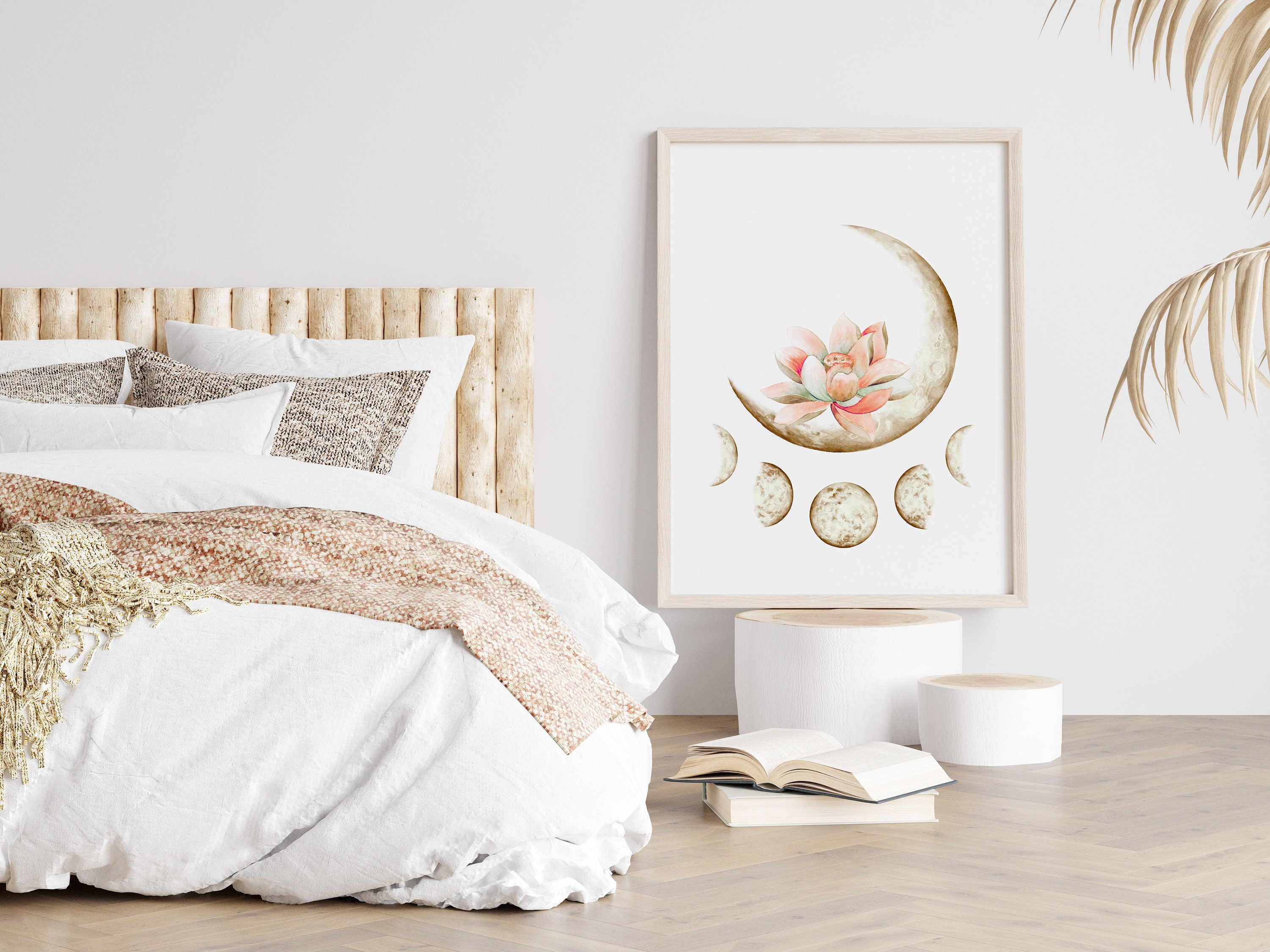 Boho Moon Lotus Art Print: Mystical Zen Decor (digital Download) - Etsy
