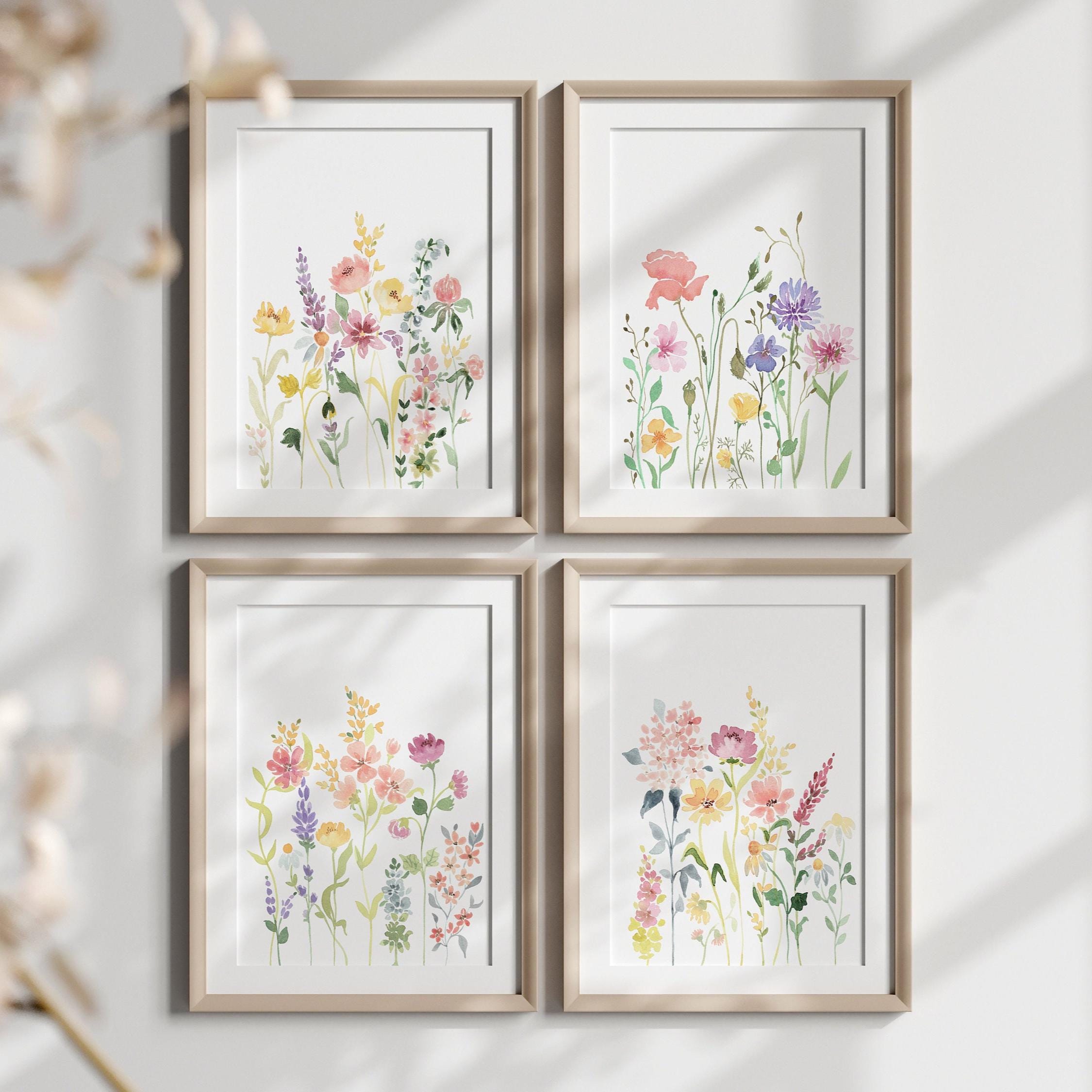 Wildflower Watercolor Prints Set: Girls Nursery Gallery Wall (digital ...
