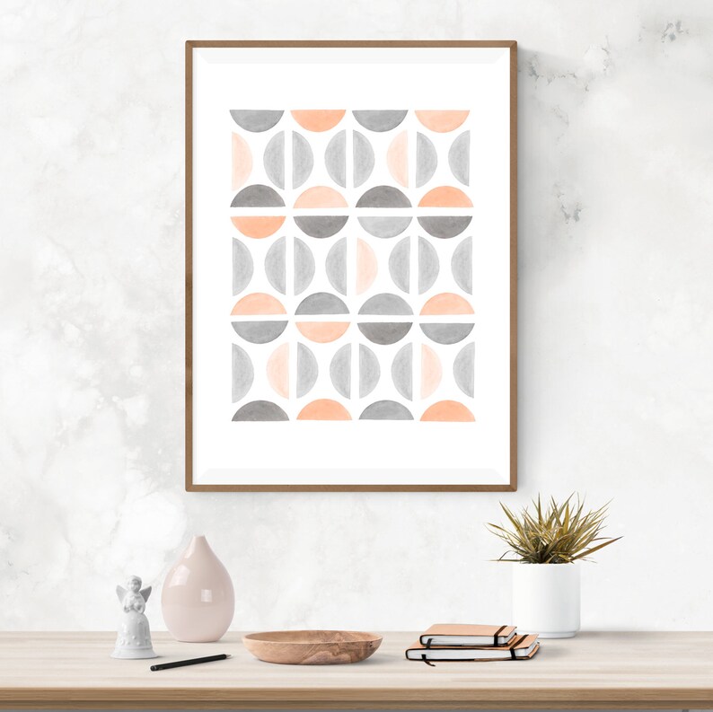 Blush Pink And Gray Geometric Printable Wall Art Set Of 3 Boho Etsy