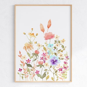 Colorful Floral Watercolor Print Set of 3, Wildflower Wall Art ...