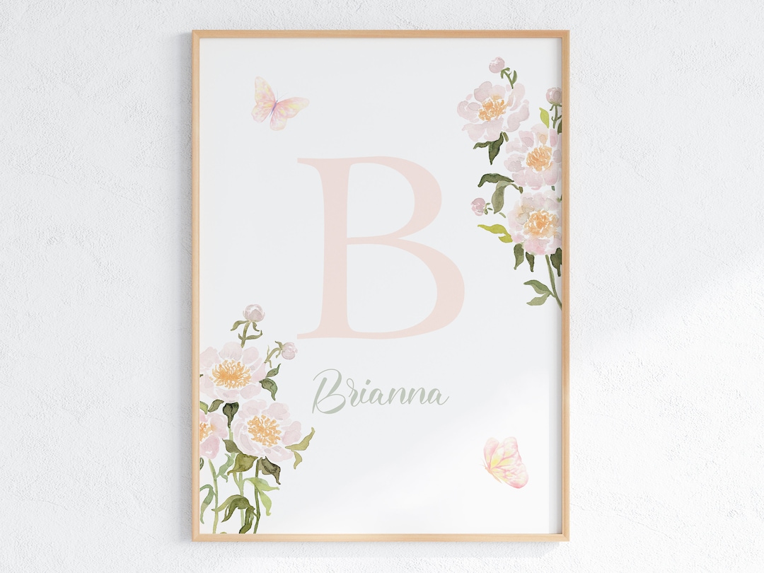 Personalized Baby Girl Floral Initial Nursery Print (digital Download ...