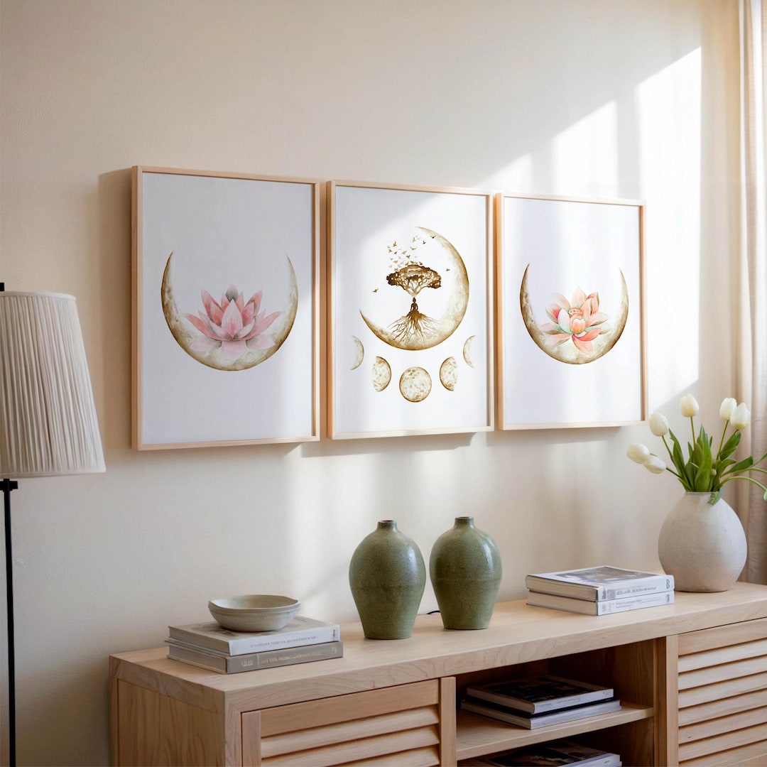 Boho Spiritual Wall Art Set of 3 Sacred Geometry Prints Zen Artwork ...