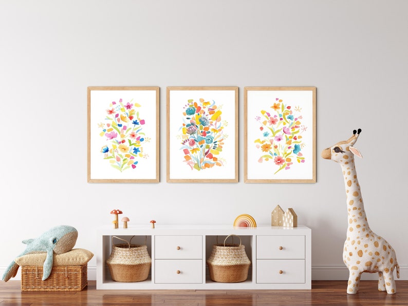 Colorful Wall Decor Flower Printable Wall Art Modern Etsy