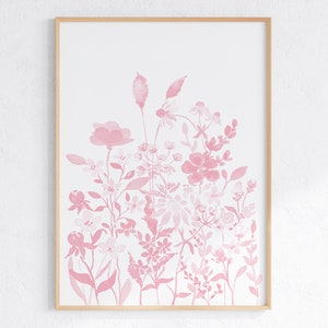 Blush Pink Wildflower Watercolor Print Set, Girl Nursery Decor (digital ...