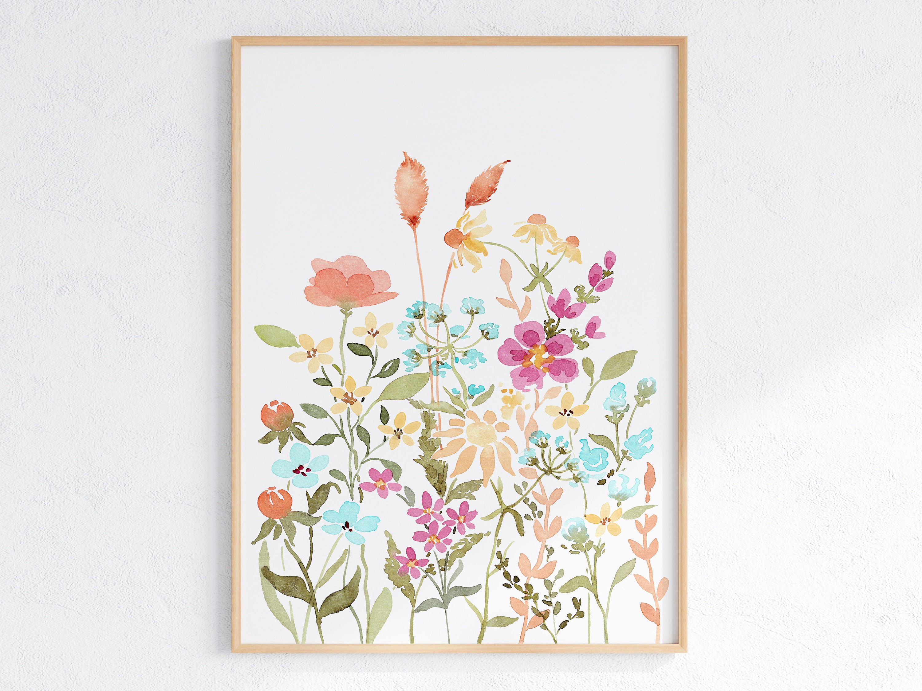 Wildflower Watercolor Print Set of 2, Digital Download, Floral Wall Art ...