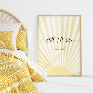 Impresión "Aún me levantaré", cita de Maya Angelou, descarga digital, póster motivacional, imprimible de sol naciente bohemio, arte de atención plena