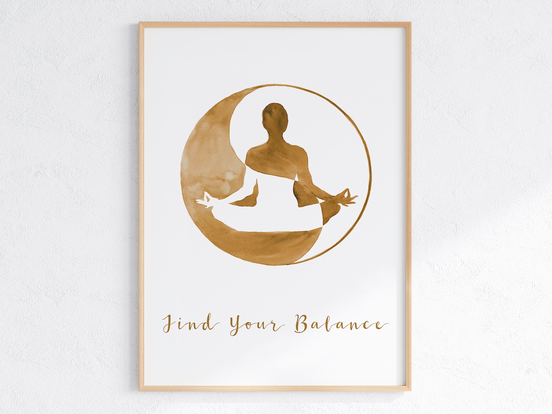 Find Your Balance Poster Ying Yang Print Meditation Artwork Yoga Quotes ...