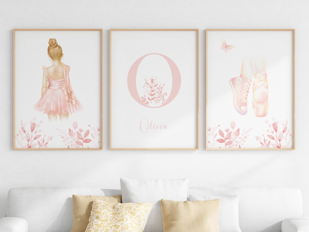 Personalised Ballerina Nursery Print Set Of 3 - Girl’s Bedroom Wall Art, UK Made